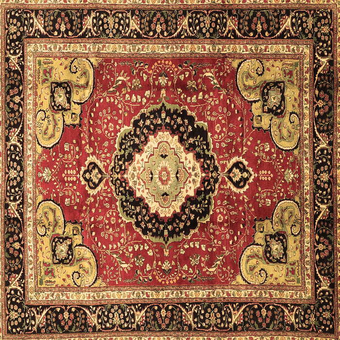 Square Machine Washable Medallion Brown Traditional Rug, wshtr514brn