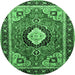 Round Medallion Emerald Green Traditional Rug, tr514emgrn