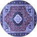 Round Medallion Blue Traditional Rug, tr514blu