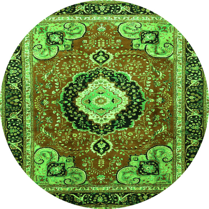 Machine Washable Medallion Green Traditional Area Rugs, wshtr514grn