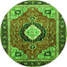 Machine Washable Medallion Green Traditional Area Rugs, wshtr514grn