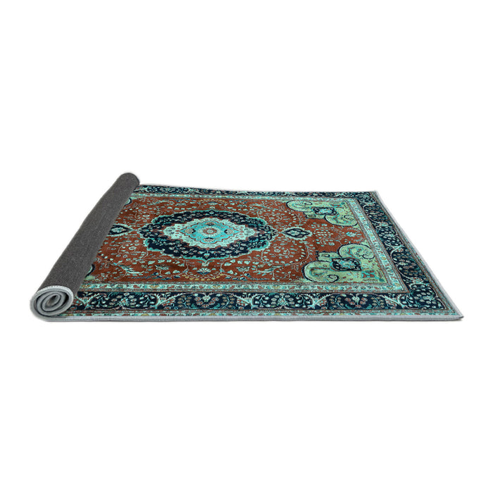Sideview of Medallion Light Blue Traditional Rug, tr514lblu