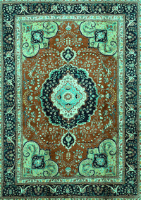 Medallion Turquoise Traditional Rug, tr514turq