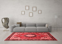 Machine Washable Medallion Red Traditional Rug, wshtr514red