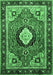 Machine Washable Medallion Emerald Green Traditional Area Rugs, wshtr514emgrn