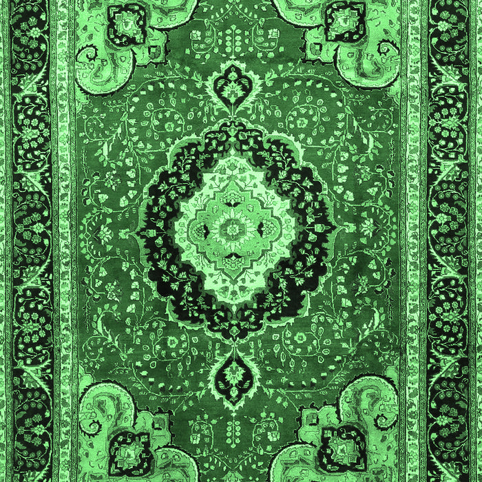 Machine Washable Medallion Emerald Green Traditional Area Rugs, wshtr514emgrn