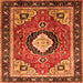 Round Machine Washable Medallion Orange Traditional Area Rugs, wshtr514org