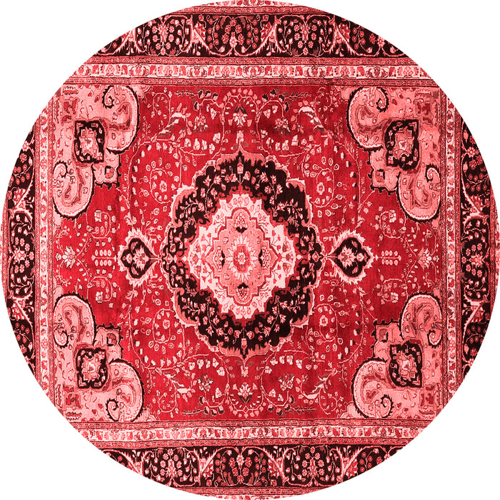 Machine Washable Medallion Red Traditional Rug, wshtr514red