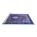 Sideview of Machine Washable Medallion Blue Traditional Rug, wshtr514blu