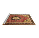 Sideview of Machine Washable Medallion Brown Traditional Rug, wshtr514brn