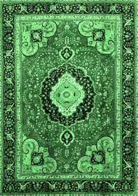 Medallion Emerald Green Traditional Rug, tr514emgrn