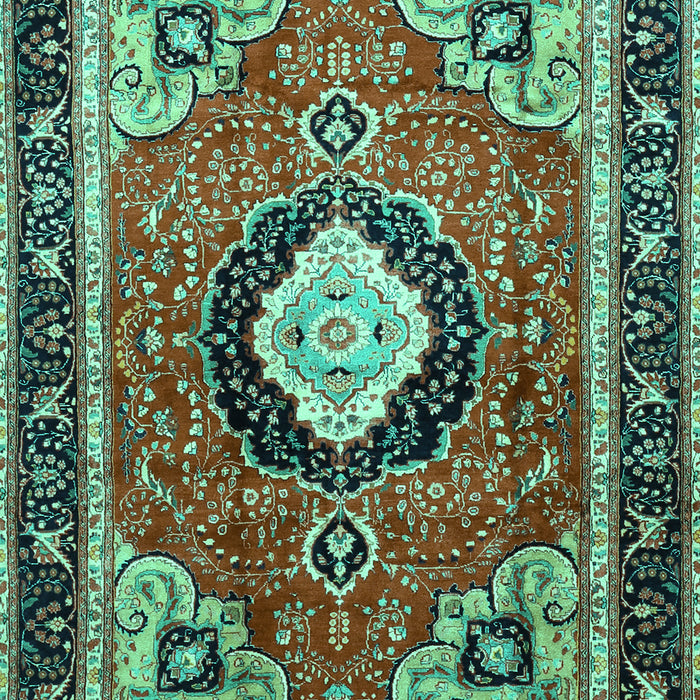 Machine Washable Medallion Turquoise Traditional Area Rugs, wshtr514turq