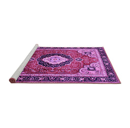 Sideview of Machine Washable Medallion Purple Traditional Area Rugs, wshtr514pur