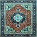 Square Medallion Light Blue Traditional Rug, tr514lblu