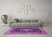 Machine Washable Medallion Purple Traditional Area Rugs in a Living Room, wshtr515pur