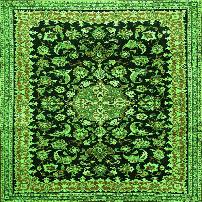 Serging Thickness of Medallion Green Traditional Rug, tr515grn