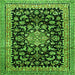 Serging Thickness of Medallion Green Traditional Rug, tr515grn