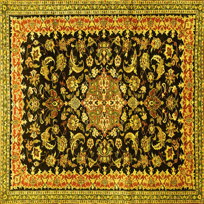 Square Medallion Yellow Traditional Rug, tr515yw