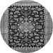 Machine Washable Medallion Gray Traditional Rug, wshtr515gry