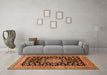 Machine Washable Medallion Orange Traditional Area Rugs in a Living Room, wshtr515org