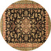 Round Medallion Brown Traditional Rug, tr515brn