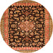 Machine Washable Medallion Orange Traditional Area Rugs, wshtr515org