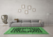 Machine Washable Medallion Emerald Green Traditional Area Rugs in a Living Room,, wshtr515emgrn