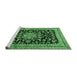 Sideview of Machine Washable Medallion Emerald Green Traditional Area Rugs, wshtr515emgrn