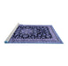 Sideview of Machine Washable Medallion Blue Traditional Rug, wshtr515blu