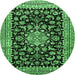 Round Medallion Emerald Green Traditional Rug, tr515emgrn