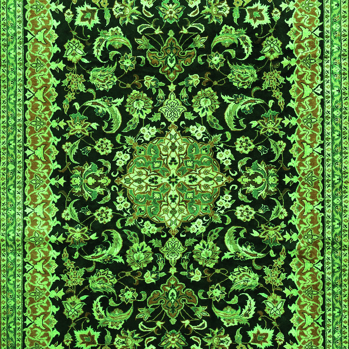 Serging Thickness of Machine Washable Medallion Green Traditional Area Rugs, wshtr515grn