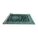 Sideview of Machine Washable Medallion Light Blue Traditional Rug, wshtr515lblu