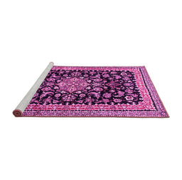 Sideview of Machine Washable Medallion Pink Traditional Rug, wshtr515pnk