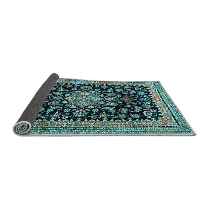 Sideview of Medallion Light Blue Traditional Rug, tr515lblu