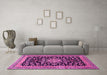 Machine Washable Medallion Pink Traditional Rug in a Living Room, wshtr515pnk