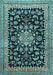 Machine Washable Medallion Light Blue Traditional Rug, wshtr515lblu