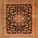 Serging Thickness of Medallion Orange Traditional Rug, tr515org