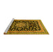 Sideview of Machine Washable Medallion Yellow Traditional Rug, wshtr515yw