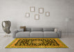 Machine Washable Medallion Yellow Traditional Rug in a Living Room, wshtr515yw