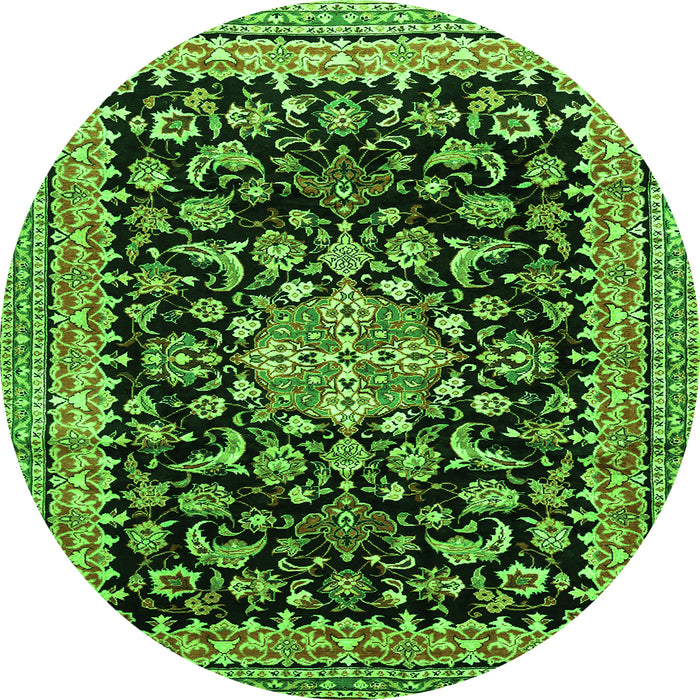 Square Medallion Green Traditional Rug, tr515grn