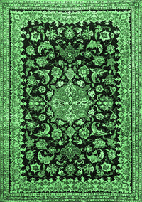 Medallion Emerald Green Traditional Rug, tr515emgrn