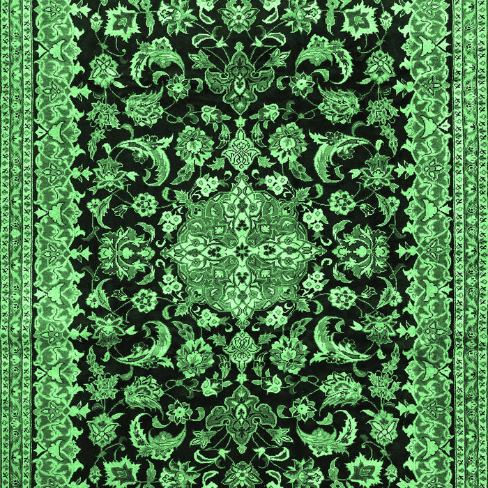 Medallion Emerald Green Traditional Rug, tr515emgrn