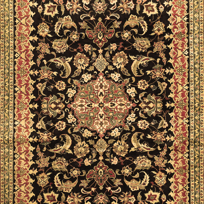 Machine Washable Medallion Brown Traditional Rug, wshtr515brn