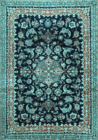 Medallion Light Blue Traditional Rug, tr515lblu