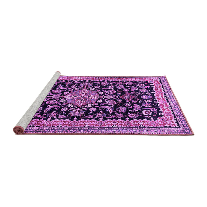 Sideview of Machine Washable Medallion Purple Traditional Area Rugs, wshtr515pur