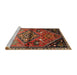 Sideview of Machine Washable Traditional Saffron Red Rug, wshtr516