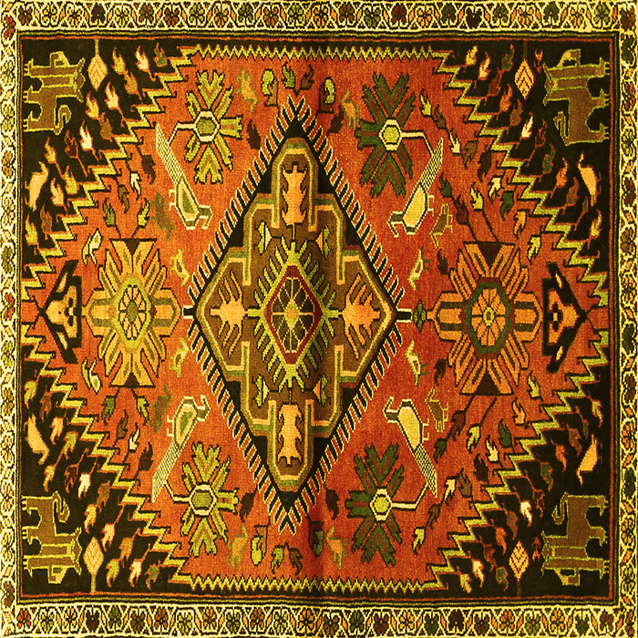 Square Persian Yellow Traditional Rug, tr516yw