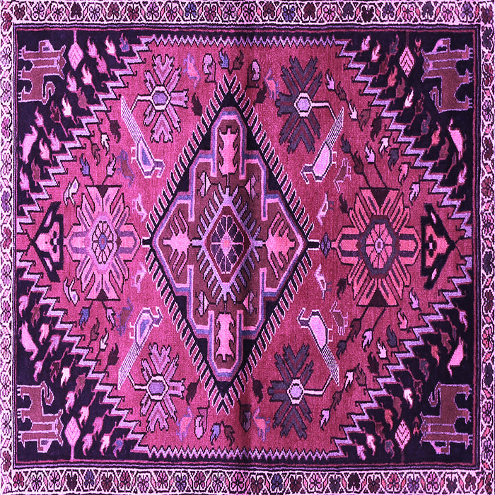 Square Machine Washable Persian Purple Traditional Area Rugs, wshtr516pur