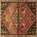 Square Machine Washable Persian Brown Traditional Rug, wshtr516brn