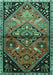 Machine Washable Persian Turquoise Traditional Area Rugs, wshtr516turq